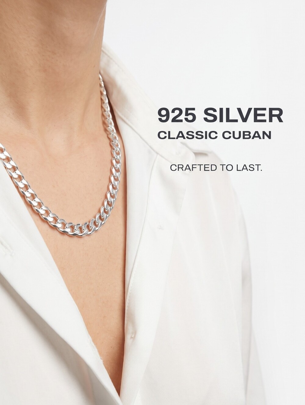 925 Silver Classic Cuban Chain Necklace - Sterling Silver